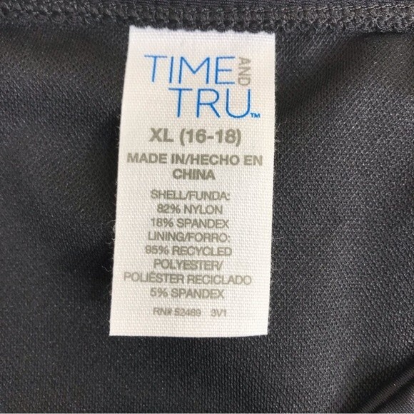 NWT Time and Tru Two Piece Bathing Suit Print Top Black Cutout Bottom Womens XL - Picture 15 of 16